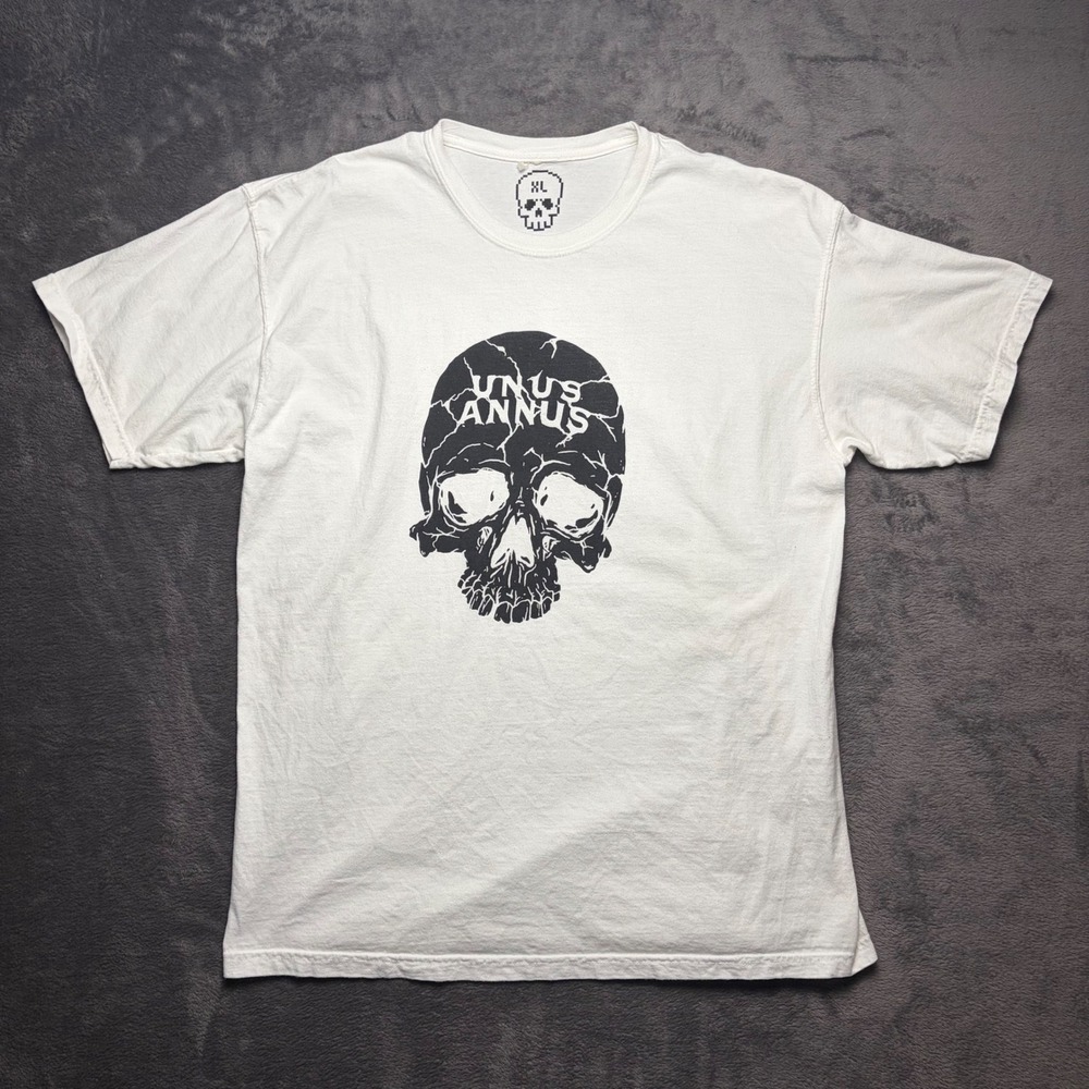 Unus Annus T Shirt Mens XL White Skull Graphic Logo Rare Limited Edition